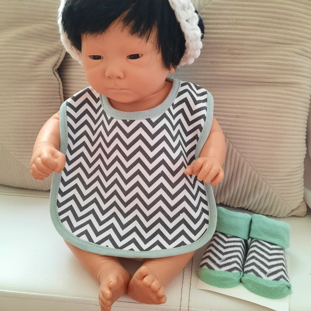 4/$20 Chevron Bib & Socks Infant Bundle for Baby Shower